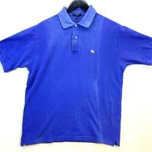 Vintage Burberry Burberrys 90s 80s Polo S/sleeve shirt M Blue cotton England Y2K
